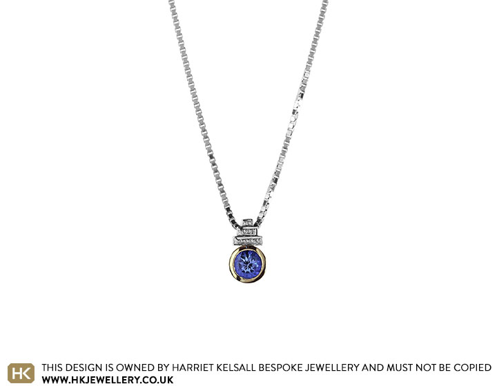 Lynnes's white gold Art Deco inspired tanzanite pendant