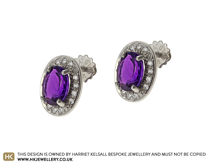 Katie's 18 carat white gold amethyst and diamond earrings