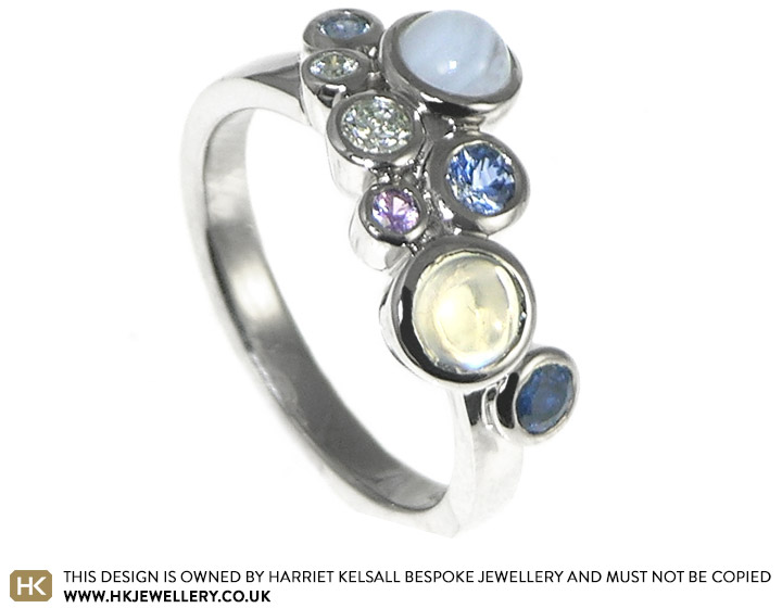 Sapphire and store diamond bubble ring