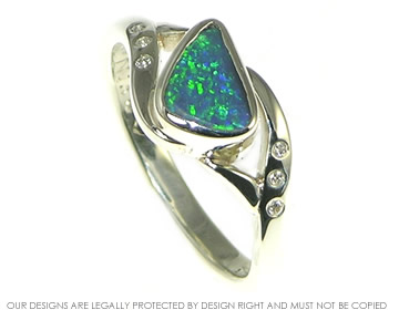 9ct white gold and opal engagement ring