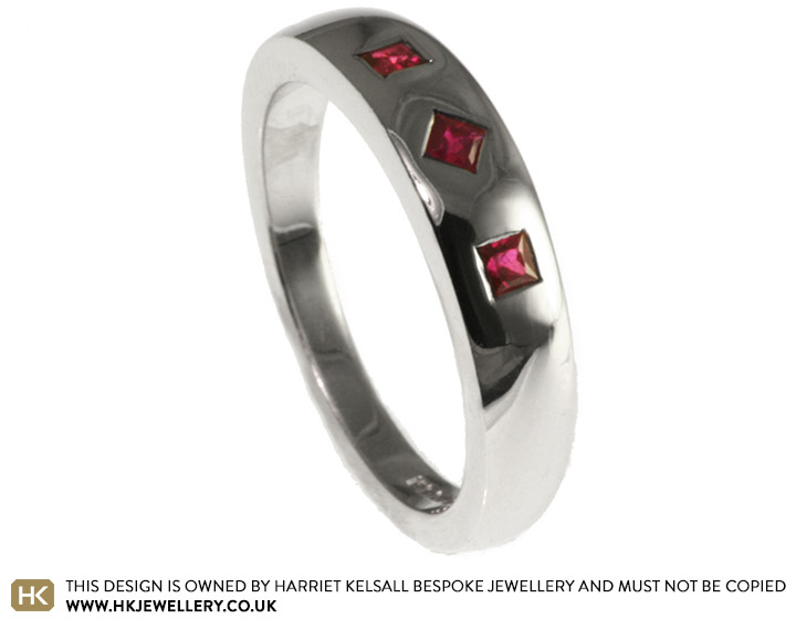 18ct white gold and princess cut ceylon ruby ring 