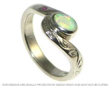 Ian wanted an engagement ring which incorporated Serina's birthstone