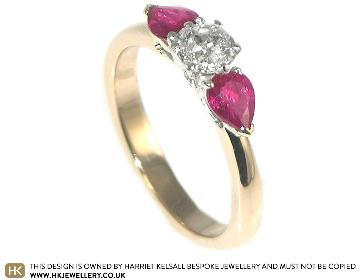 Victoria wanted a pair of pear cut rubies in her engagement ring