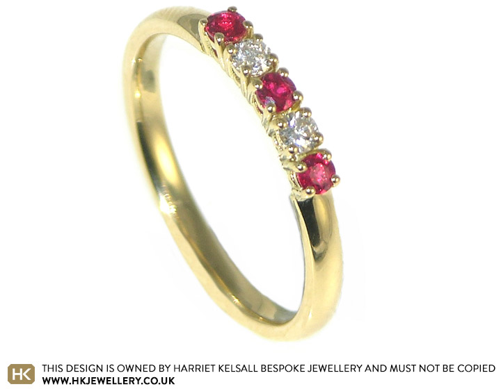 Alexandra wanted an engagement ring with red gems and diamonds