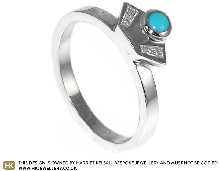 Sonia's Art Deco inspired turquoise engagement ring