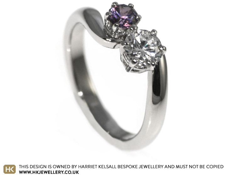 Rachel's beautiful and unusual two stone engagement ring