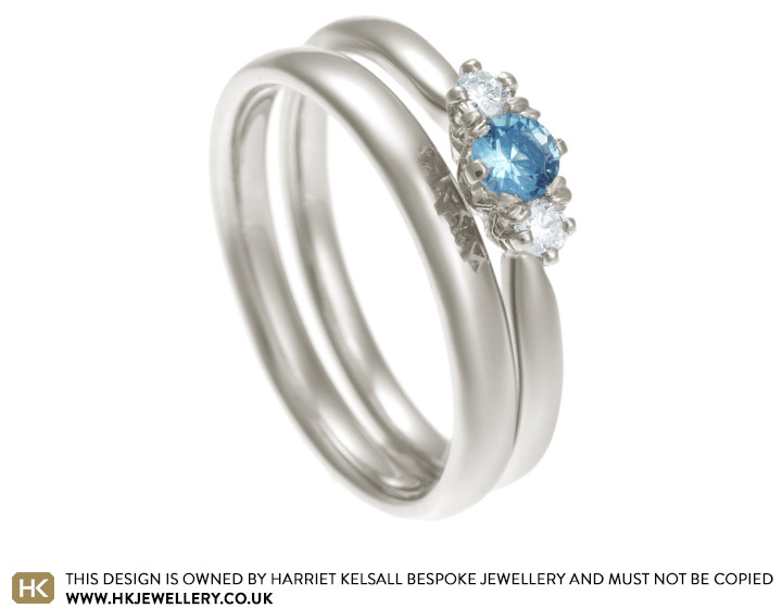 Katie's bespoke 18ct white gold aquamarine and diamond engagement ring