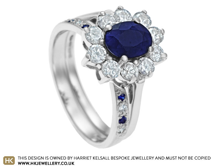 Gabriella's sapphire and diamond open fitted wedding ring