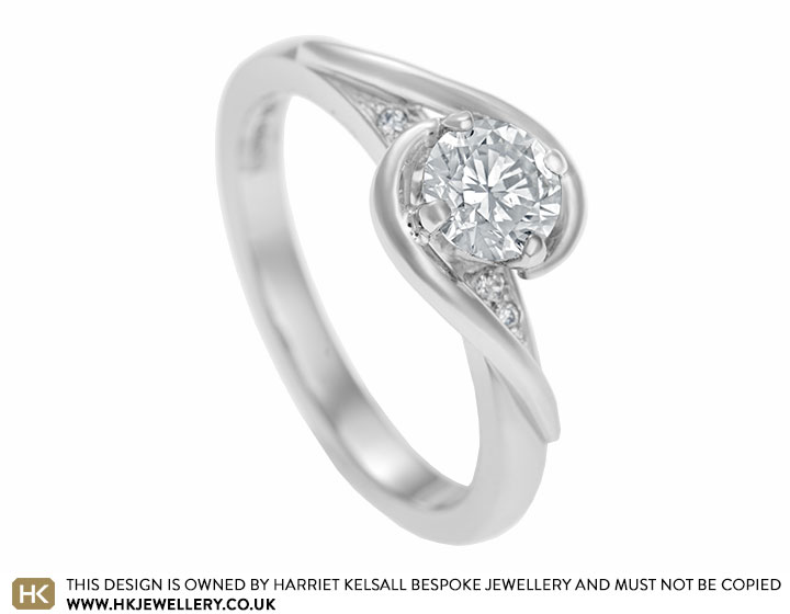 Kirsten's diamond and platinum engagement ring with twist overlay