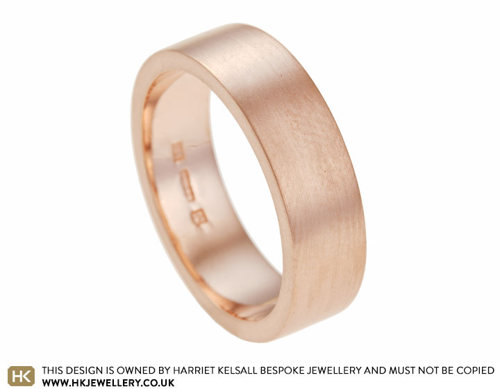 Tom's 9 carat rose gold and satinised wedding ring