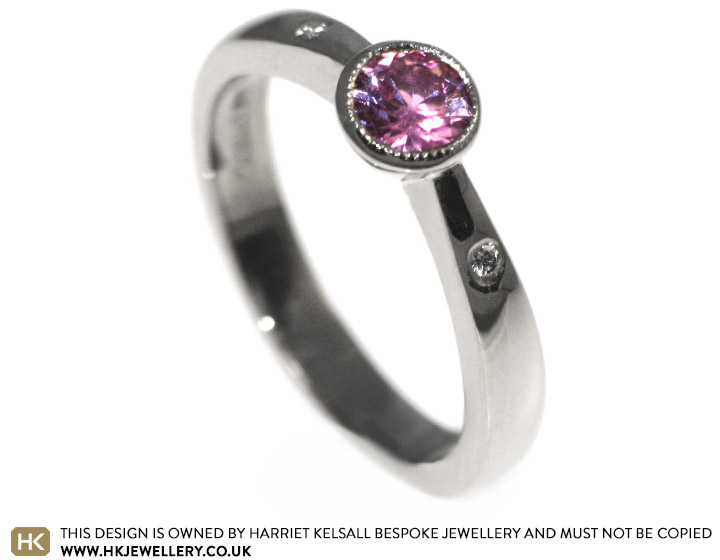 Nina's pink sapphire antique inspired engagement ring