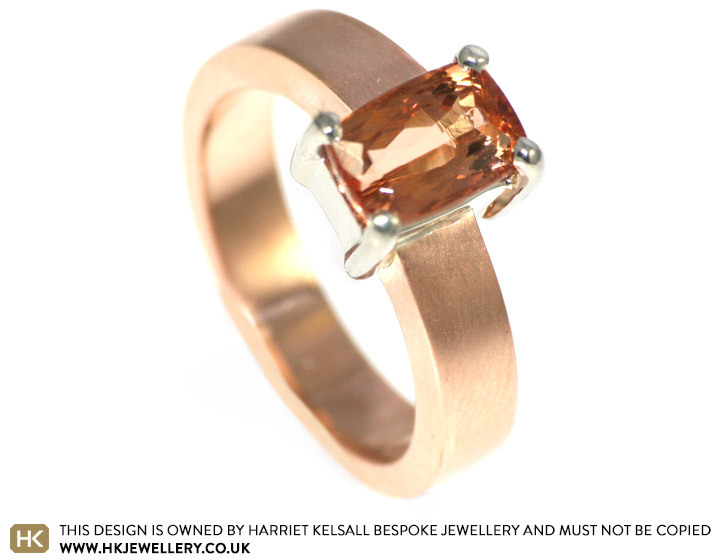 Naomi's Imperial topaz 9ct rose and white gold engagement ring