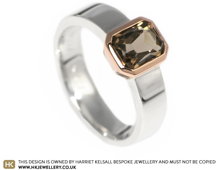 Lotty's beautifully crisp smokey quartz engagement ring