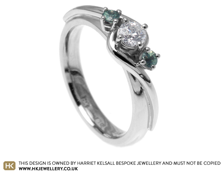 Nadia's green sapphire and diamond engagement ring