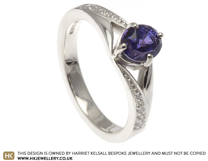 Kims colour change sapphire and diamond engagement ring