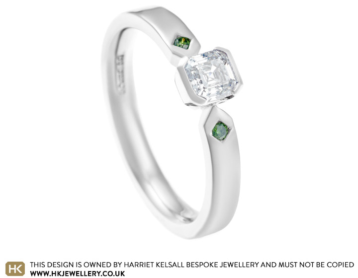 Sharon's asscher cut diamond engagement ring