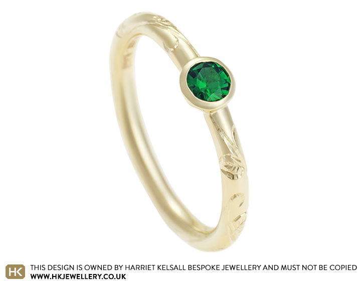 Katie's Tsavorite and Gold Engagement Ring