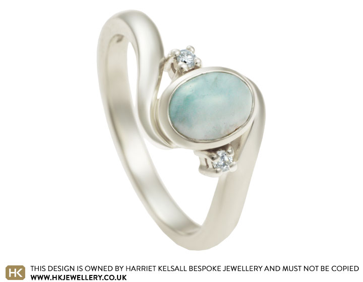 larimar and diamond ring