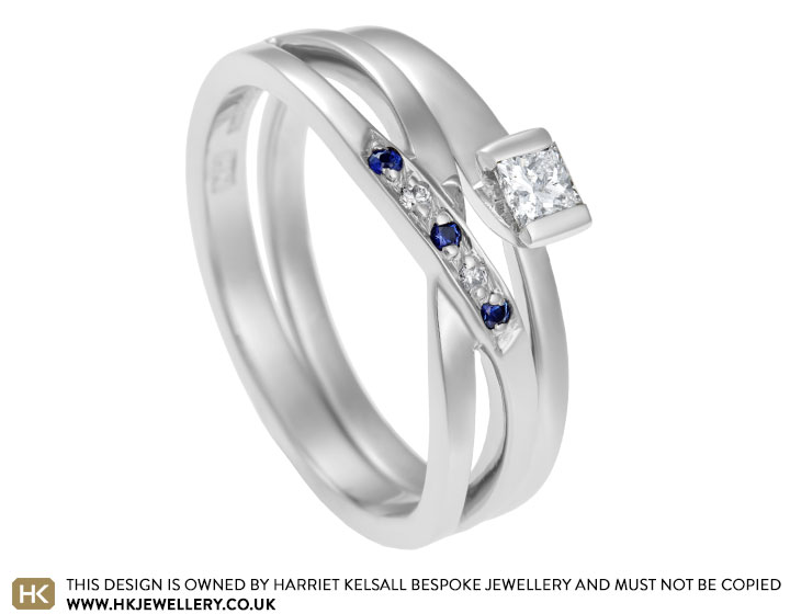 Sarah's asymmetric sapphire and diamond eternity ring