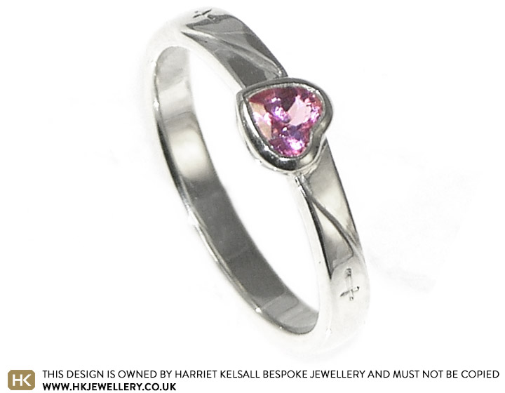 Amanda's heart shaped pink tourmaline engagement