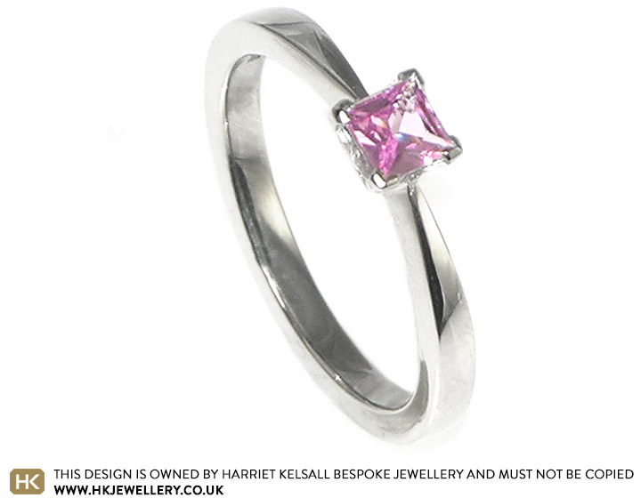 pink sapphire princess cut engagement rings