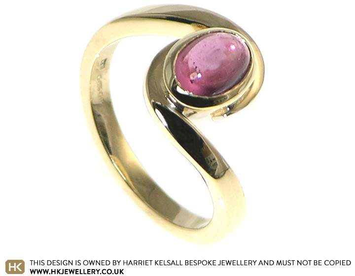 Bespoke 9ct yellow gold and pink tourmaline ring