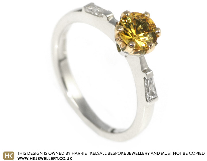 Sophie's yellow sapphire and diamond engagement ring