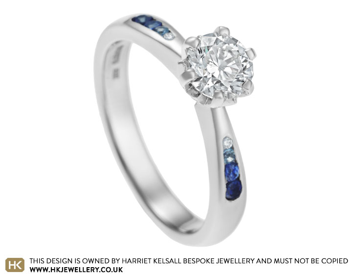 Emma's platinum, diamond, sapphire and aquamarine engagement ring