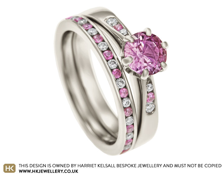 Liz's 0.58ct pink sapphire and diamond engagement ring