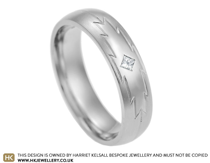 Geoff's South American inspired hand engraved wedding band