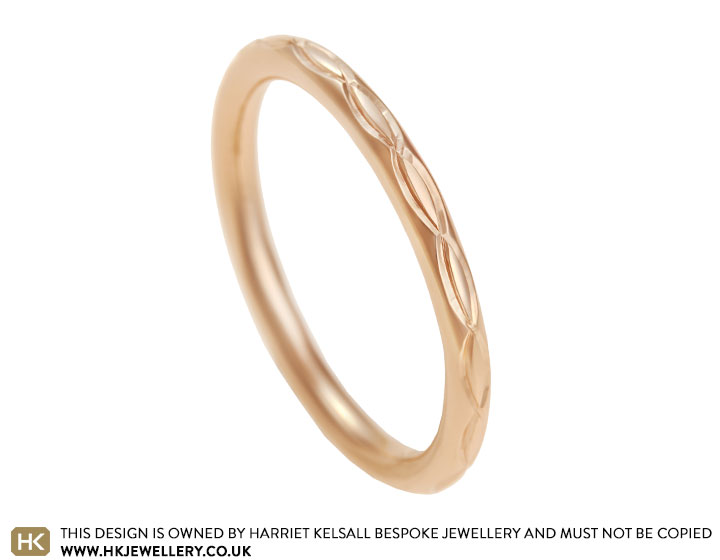 Tonia's 9 carat rose gold engraved wedding ring