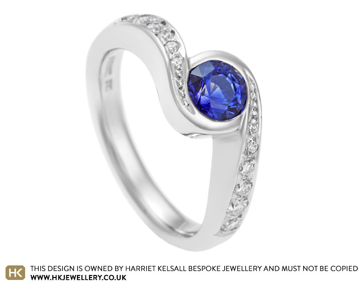 Judith's sapphire and diamond engagement ring