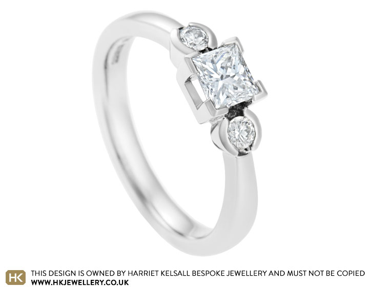 Jemma's palladium and diamond trilogy engagement ring