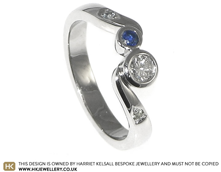 Bespoke platinum and sapphire twist ring