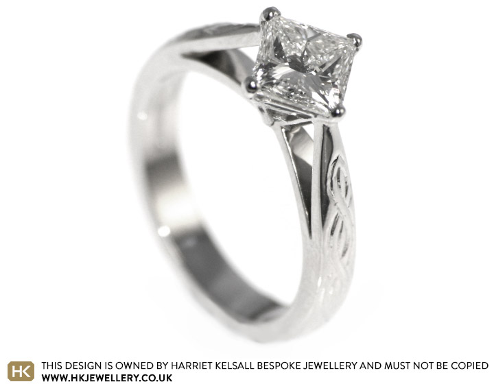 Sharon's bespoke princess cut diamond engagement ring