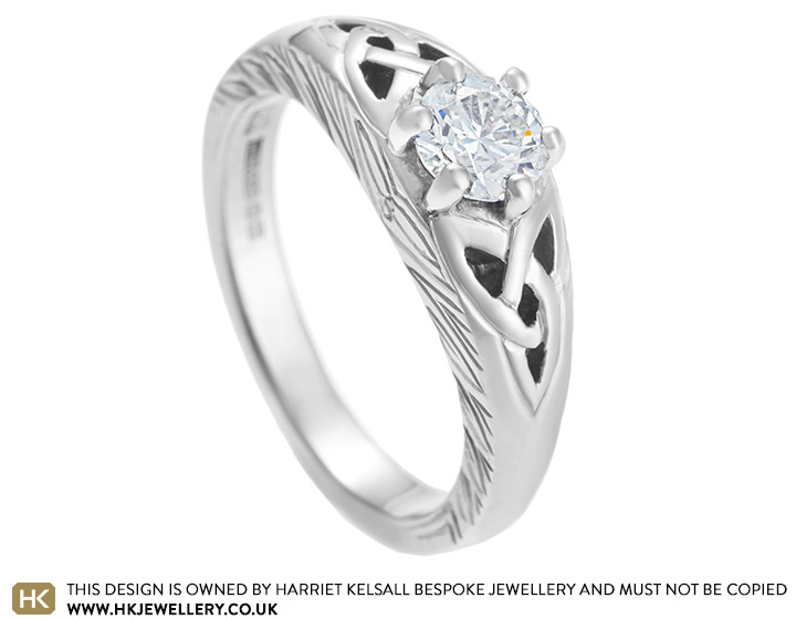 Eloisa's unique Art Deco and Celtic inspired diamond engagement ring
