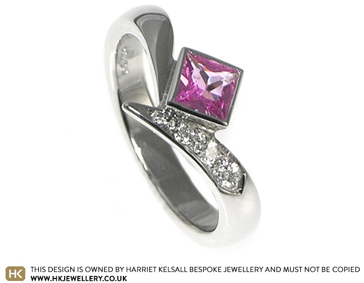 Simon proposed with a pink princess cut sapphire