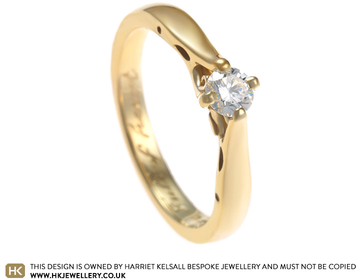 Hannah's Fairtrade gold and diamond engagement ring with side detail