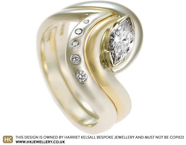 Deborah's mixed metal and diamond fitted wedding ring