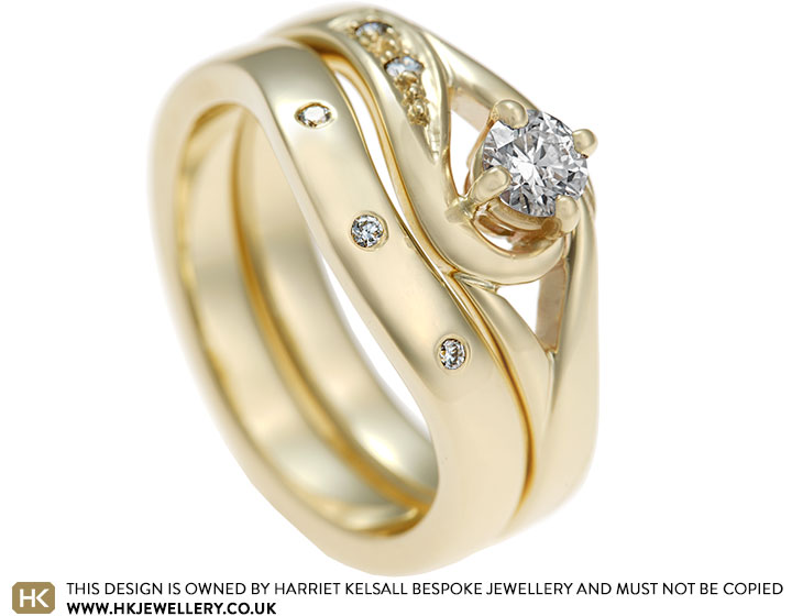 Annette's 9 carat yellow gold and diamond fitted wedding ring