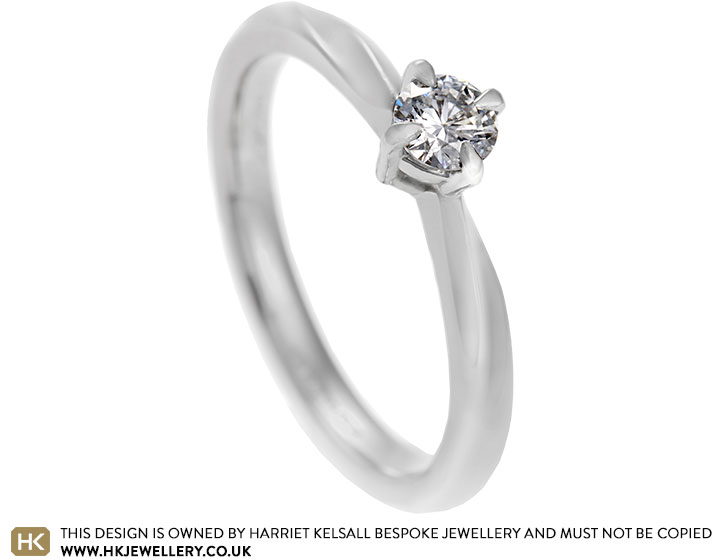 Joanne's palladium and diamond solitaire engagement ring