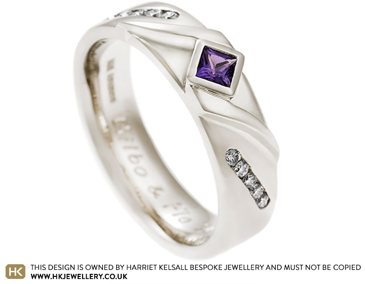 Pat's purple sapphire 40th Anniversary ring