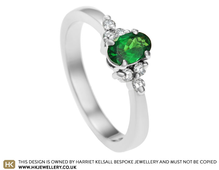 Sammy's tsavorite and diamond engagement ring