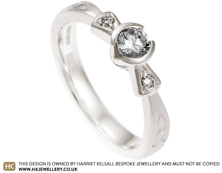 Amanda's 9 carat white gold and moissanite engagement ring