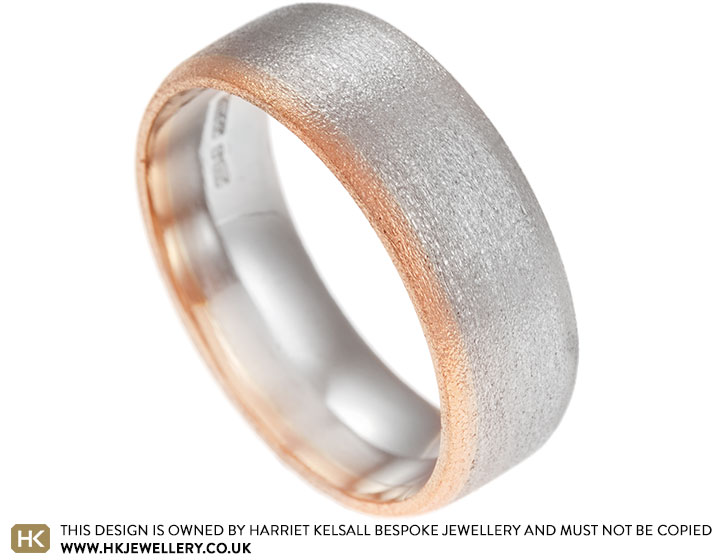 Louis' 9ct Rose Gold and Palladium Bevelled Edged Wedding Band