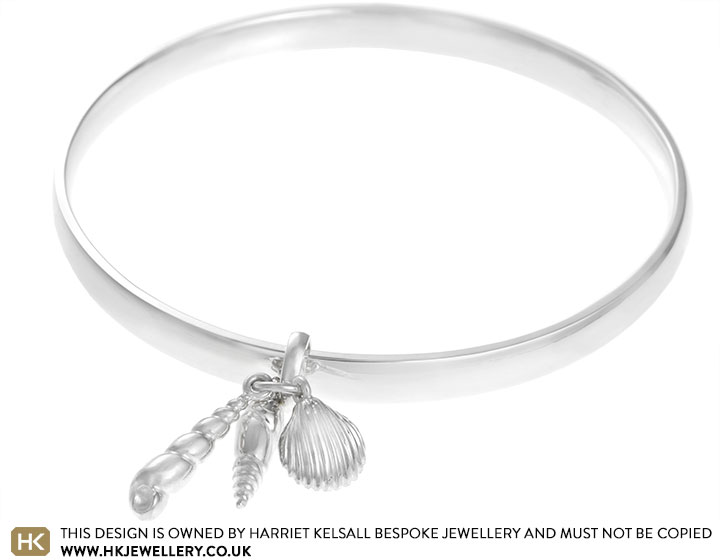 Julia's sea shell inspired silver wedding anniversary bangle