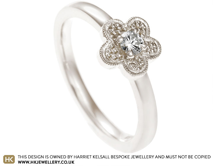 Julie's Flower Inspired 9ct White Gold Diamond Engagement Ring