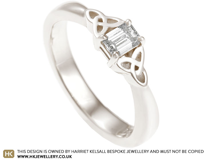 Mag's Celtic Knot Inspired Emerald Cut Diamond Engagement Ring