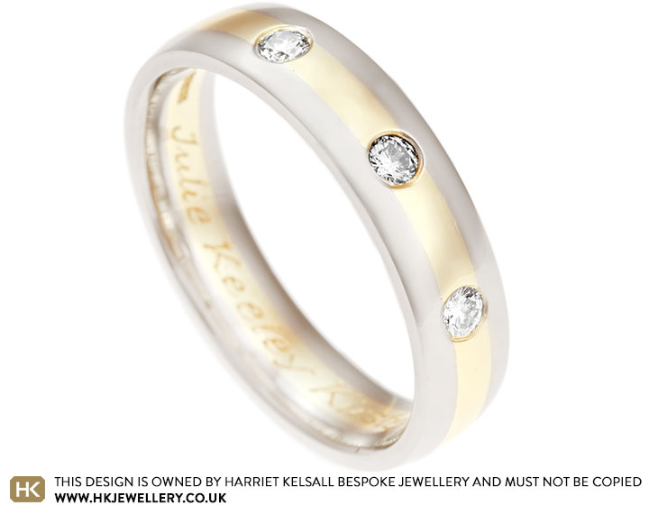 Ross' 18 Carat Yellow and White Gold Diamond Wedding Ring