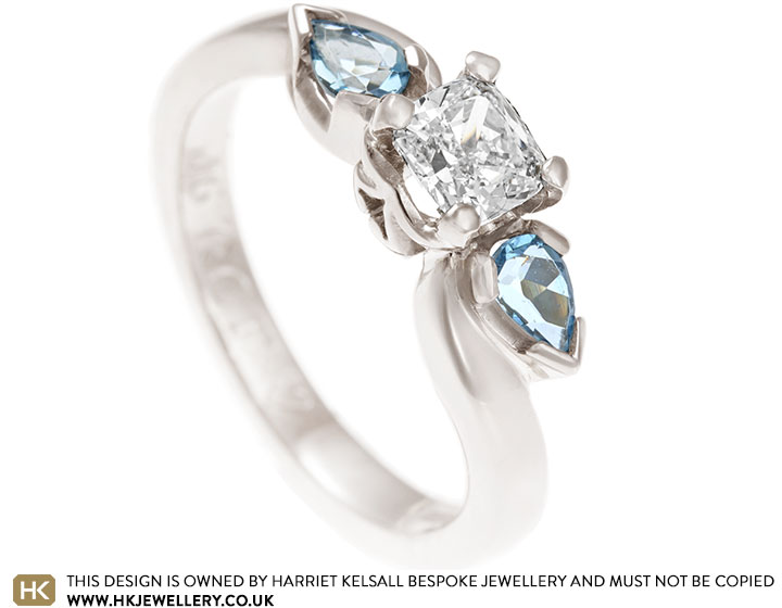 Alžběta's Music Inspired Diamond and Aquamarine Engagement Ring